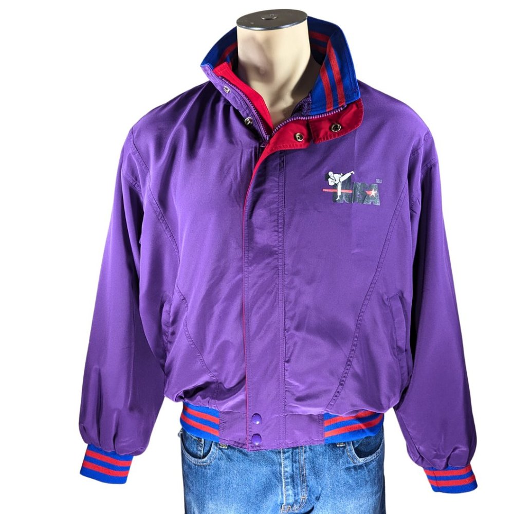 USA Karate Size M/L Purple Zip Up Vintage 80s Jacket Coat MINT - Picture 2 of 14